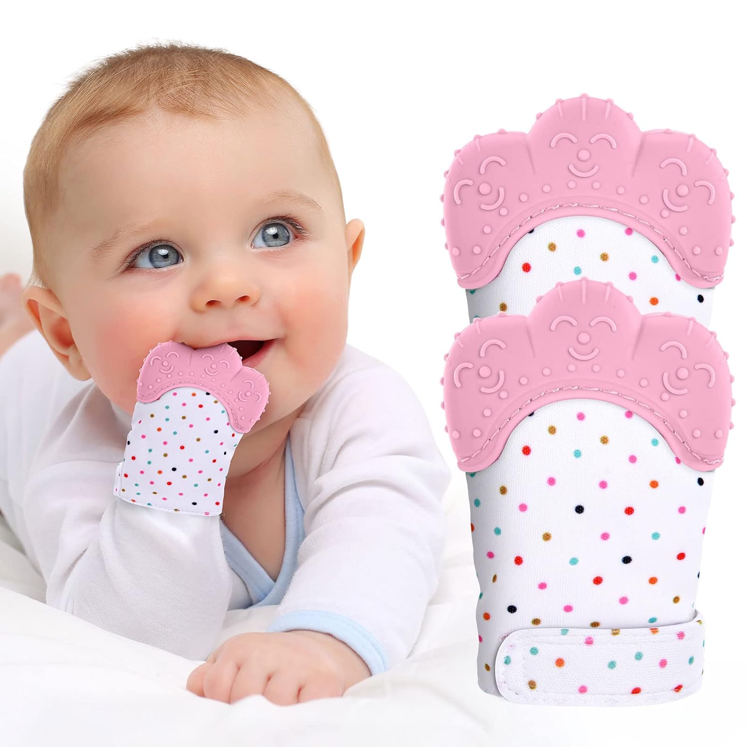 Baby Silicone Teething Glove – Soothing Relief. Let your little one teethe in comfort and joy with our Baby Silicone Teething Glove – the perfect blend of safety, softness, and sensory fun 0-12 Months