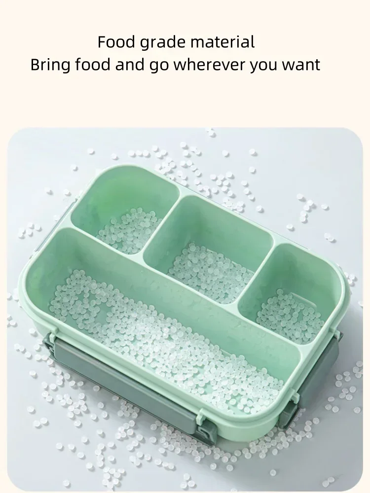 4 Compartmet 1300ML Leakproof Bento Luch Box with a Suace Lid & Cutlery Set - BPA Free Microwave & Dishawasher Safe For Students Office Picnics