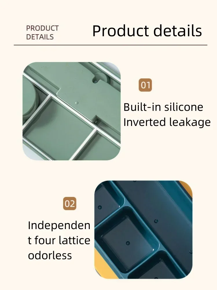 4 Compartmet 1300ML Leakproof Bento Luch Box with a Suace Lid & Cutlery Set - BPA Free Microwave & Dishawasher Safe For Students Office Picnics