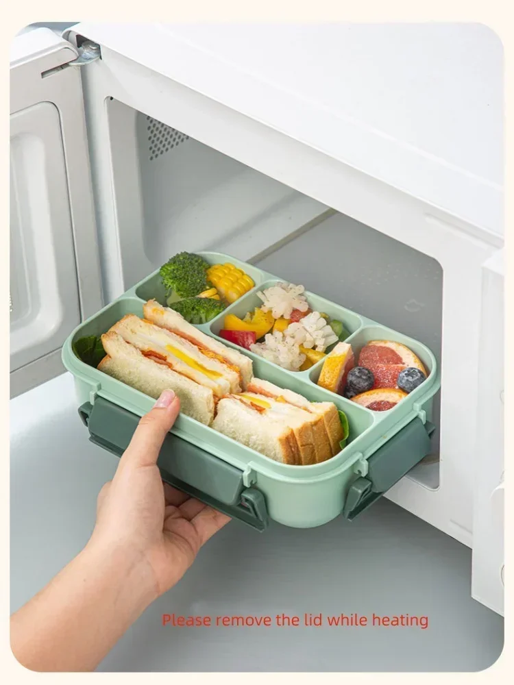 4 Compartmet 1300ML Leakproof Bento Luch Box with a Suace Lid & Cutlery Set - BPA Free Microwave & Dishawasher Safe For Students Office Picnics