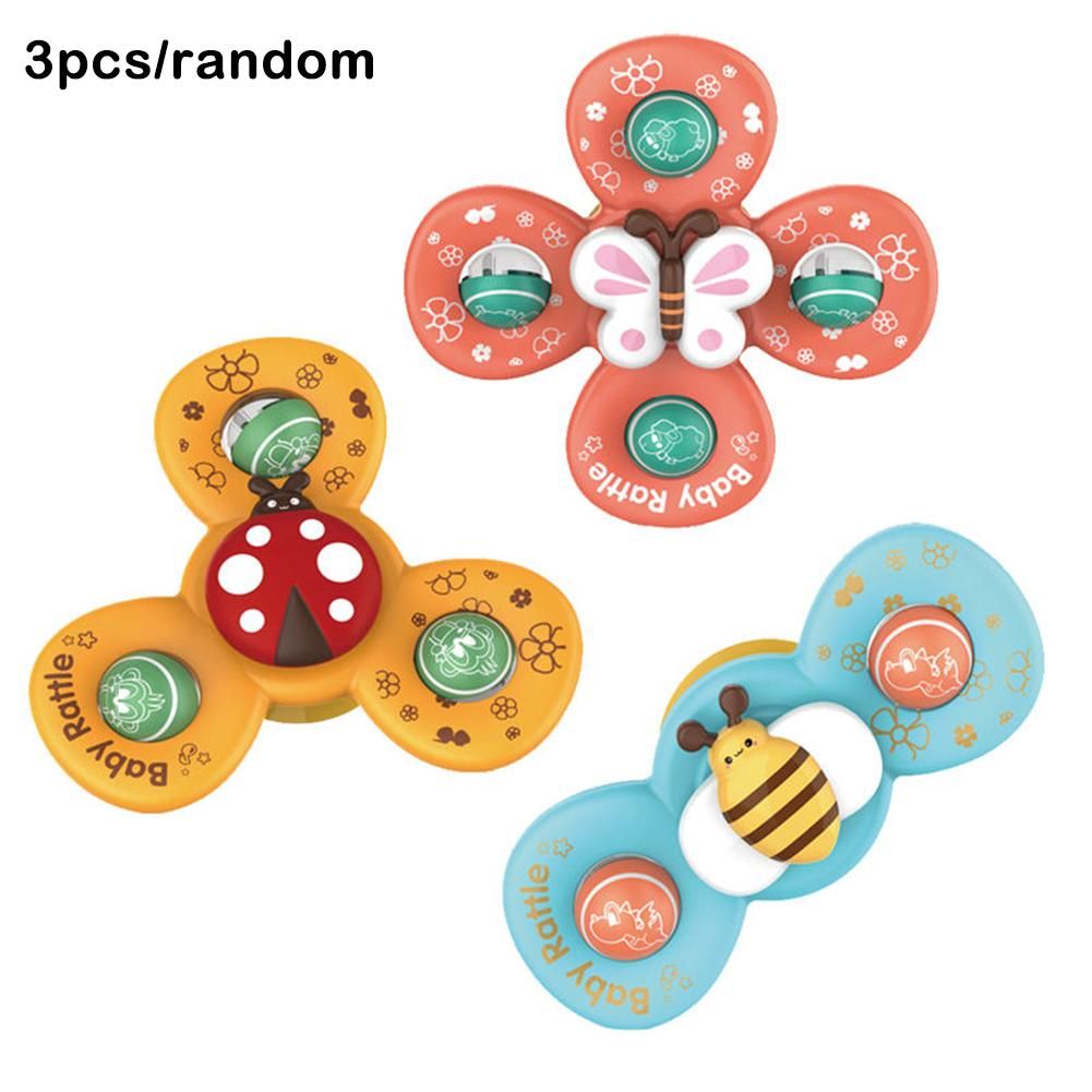 3 Piece Spinning Developmental & Sensory Fidget Toys with Suction 6M+ Travel Friendly 
Sticks to Tiles, Glass and ABS
 BPA Free