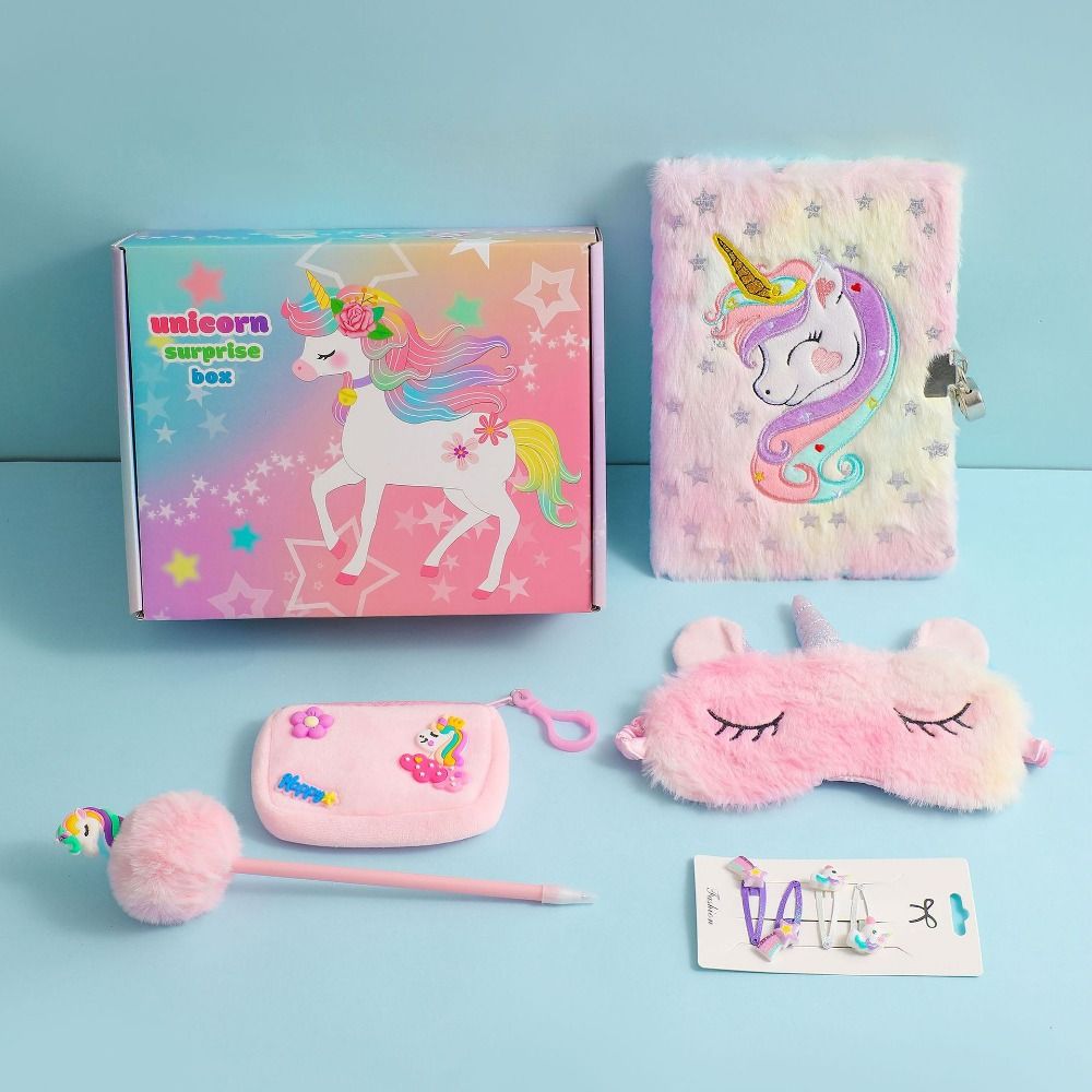Girls Unicor Journal Gift Set with a Sleeping Mask Coin Purse Pen and Hair clips - For 4+ Years - Make your little one feel special with this amazing gift set