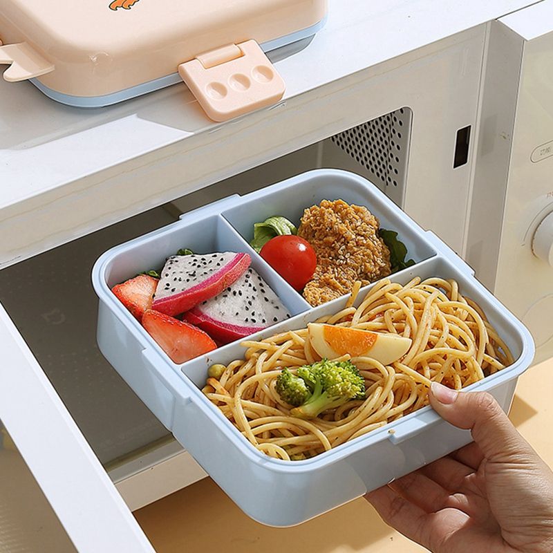 Super Chicken 3D Double Layer Leakproof BPA Free Kids Lunch Box with Spoon and Sauce Container Pink/Blue Green/Yellow
