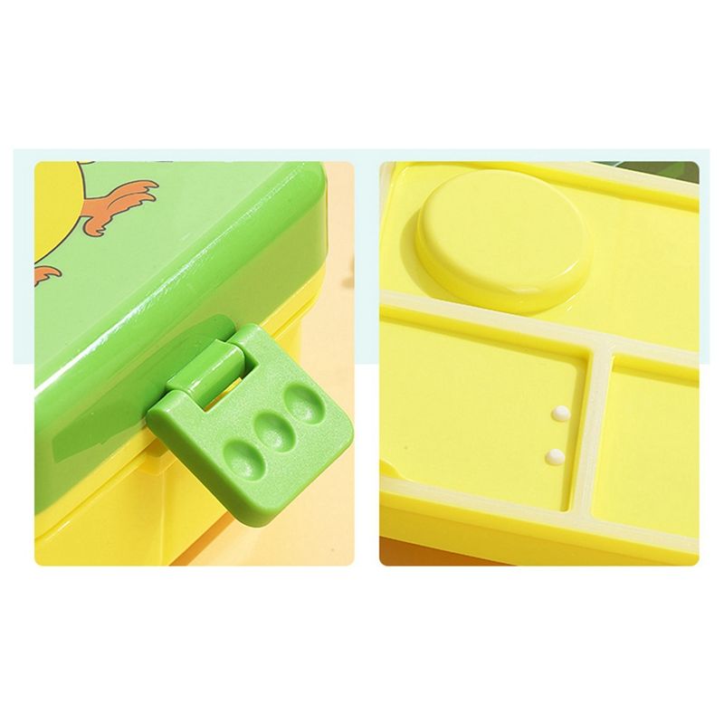 Super Chicken 3D Double Layer Leakproof BPA Free Kids Lunch Box with Spoon and Sauce Container Pink/Blue Green/Yellow