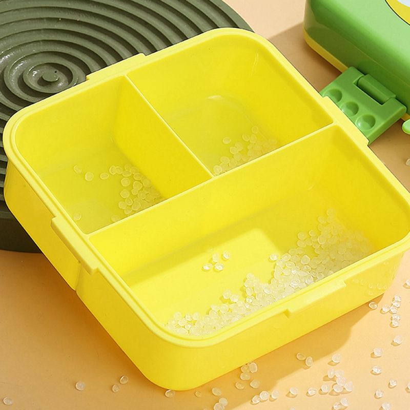 Super Chicken 3D Double Layer Leakproof BPA Free Kids Lunch Box with Spoon and Sauce Container Pink/Blue Green/Yellow