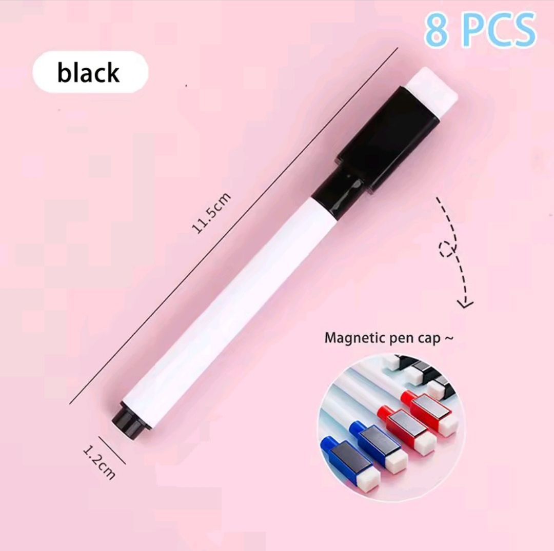 8-Pack Magnetic Dry Erase Whiteboard Markers with Eraser Caps – Vibrant Colors, Low Odor, Non-Toxic