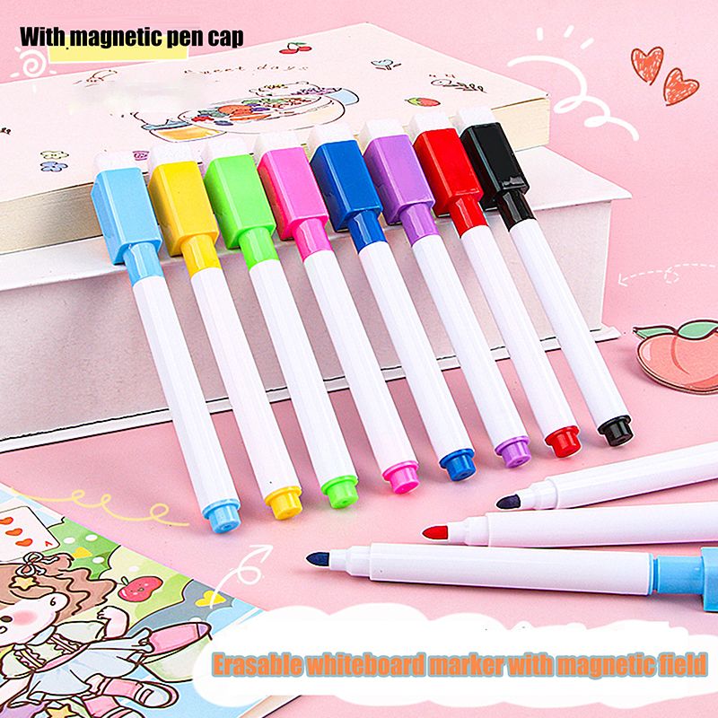 8-Pack Magnetic Dry Erase Whiteboard Markers with Eraser Caps – Vibrant Colors, Low Odor, Non-Toxic