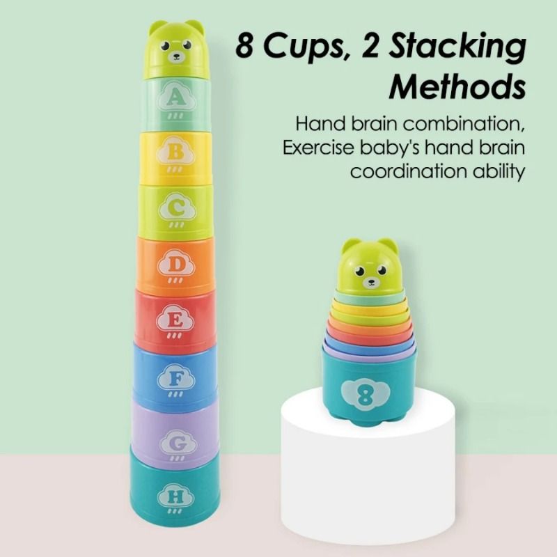 Colorful Number & Alphabet Stacking Cups – Educational Toy for Babies 6M+ The cups are easy for small hands to grasp, helping to develop fine motor skills, hand-eye coordination & problem solving