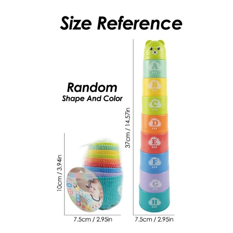 Colorful Number & Alphabet Stacking Cups – Educational Toy for Babies 6M+ The cups are easy for small hands to grasp, helping to develop fine motor skills, hand-eye coordination & problem solving