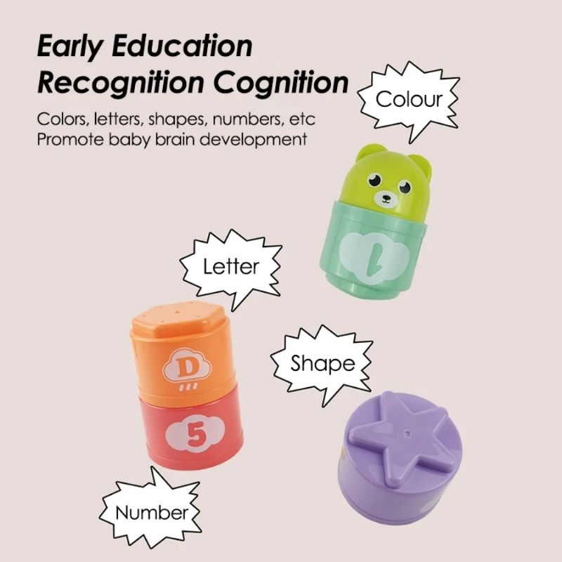 Colorful Number & Alphabet Stacking Cups – Educational Toy for Babies 6M+ The cups are easy for small hands to grasp, helping to develop fine motor skills, hand-eye coordination & problem solving