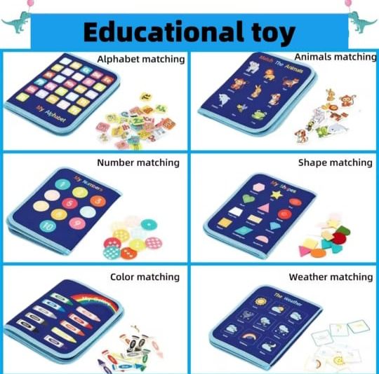 10 page Montessori Busy Board Book with Erasable Pens  Interactive Learning Toy for Toddlers 2+ Years