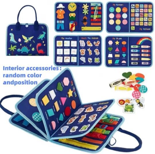 10 page Montessori Busy Board Book with Erasable Pens  Interactive Learning Toy for Toddlers 2+ Years