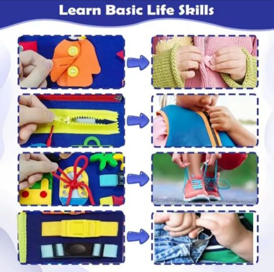 10 page Montessori Busy Board Book with Erasable Pens  Interactive Learning Toy for Toddlers 2+ Years
