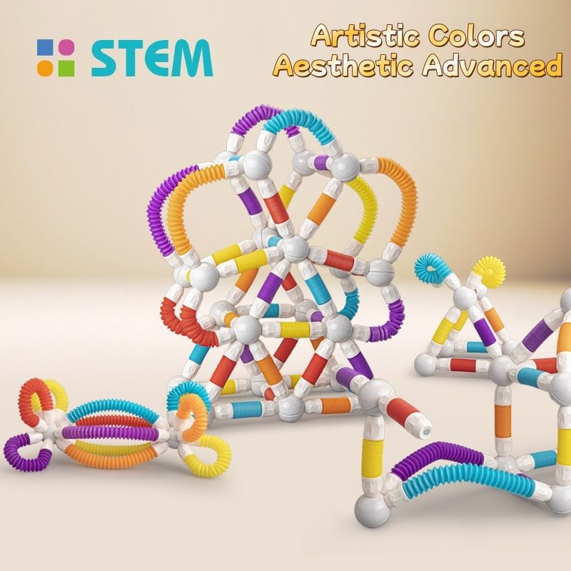 100PCS Flexible Magnetic Tube Block Set – STEM & Sensory Learning Toy for Ages 3+