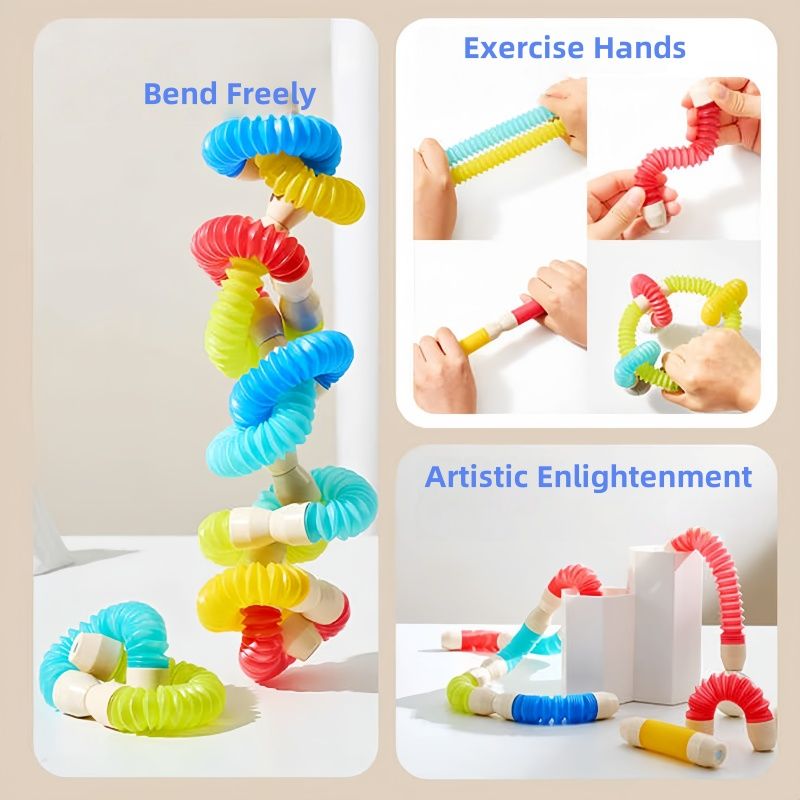 100PCS Flexible Magnetic Tube Block Set – STEM & Sensory Learning Toy for Ages 3+