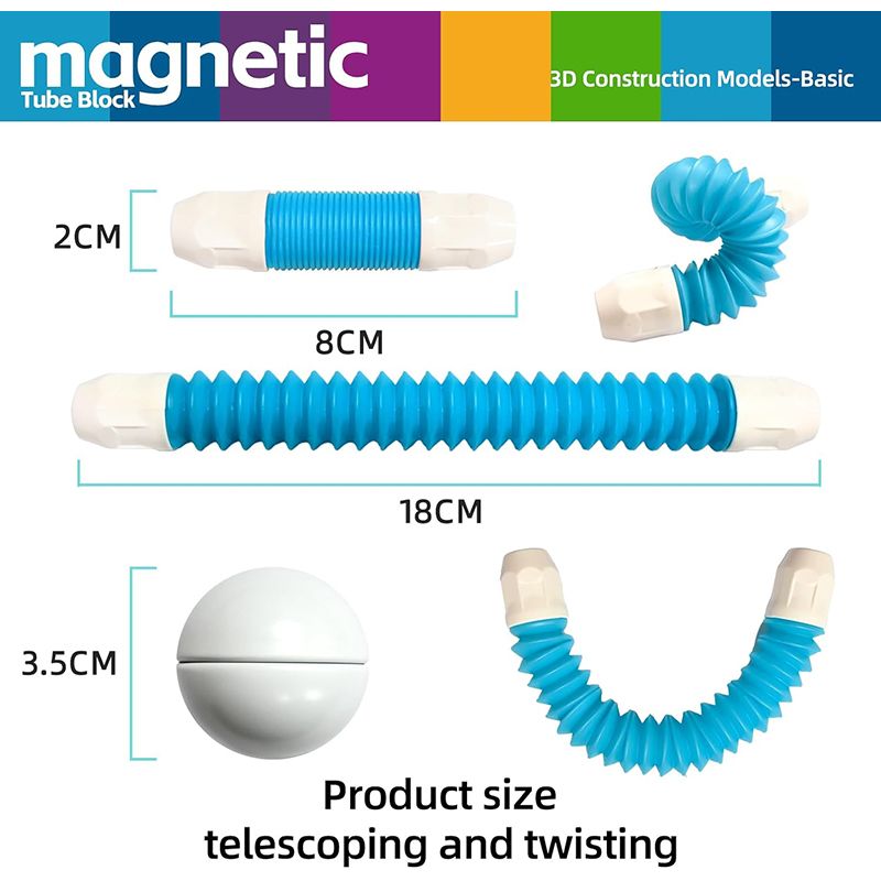 100PCS Flexible Magnetic Tube Block Set – STEM & Sensory Learning Toy for Ages 3+