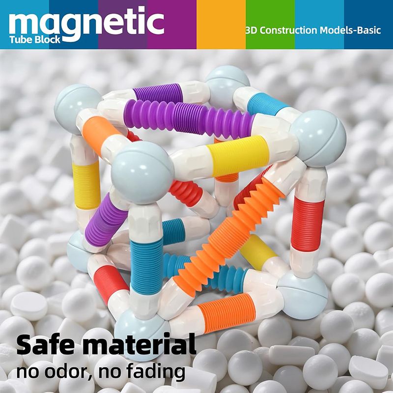 100PCS Flexible Magnetic Tube Block Set – STEM & Sensory Learning Toy for Ages 3+