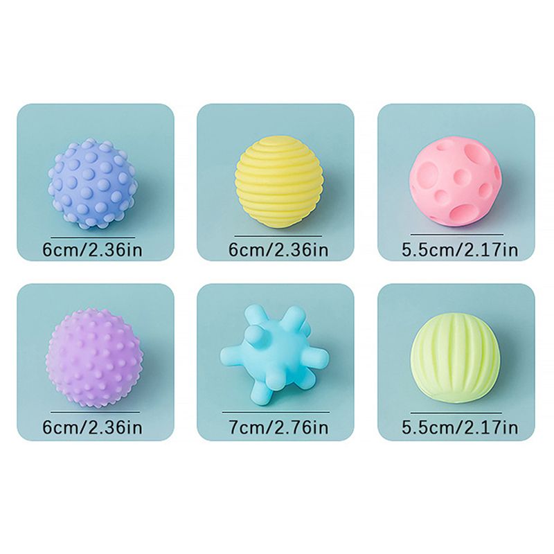 Baby Sensory Soft Balls – Textured Squeeze & Sound Toy Set | 6-Piece Montessori Sensory Play for Babies 3+ Months