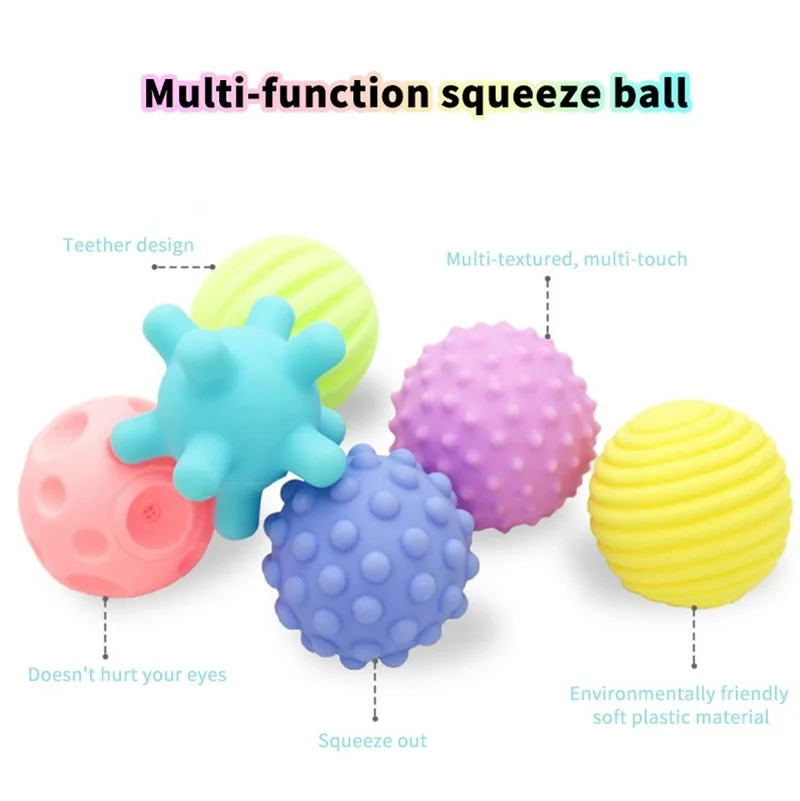 Baby Sensory Soft Balls – Textured Squeeze & Sound Toy Set | 6-Piece Montessori Sensory Play for Babies 3+ Months