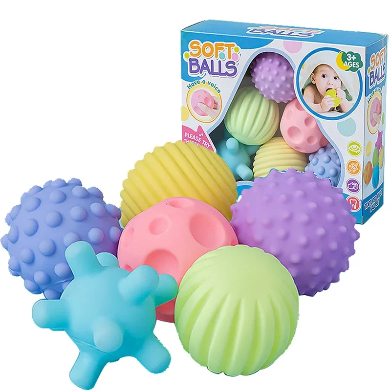 Baby Sensory Soft Balls – Textured Squeeze & Sound Toy Set | 6-Piece Montessori Sensory Play for Babies 3+ Months