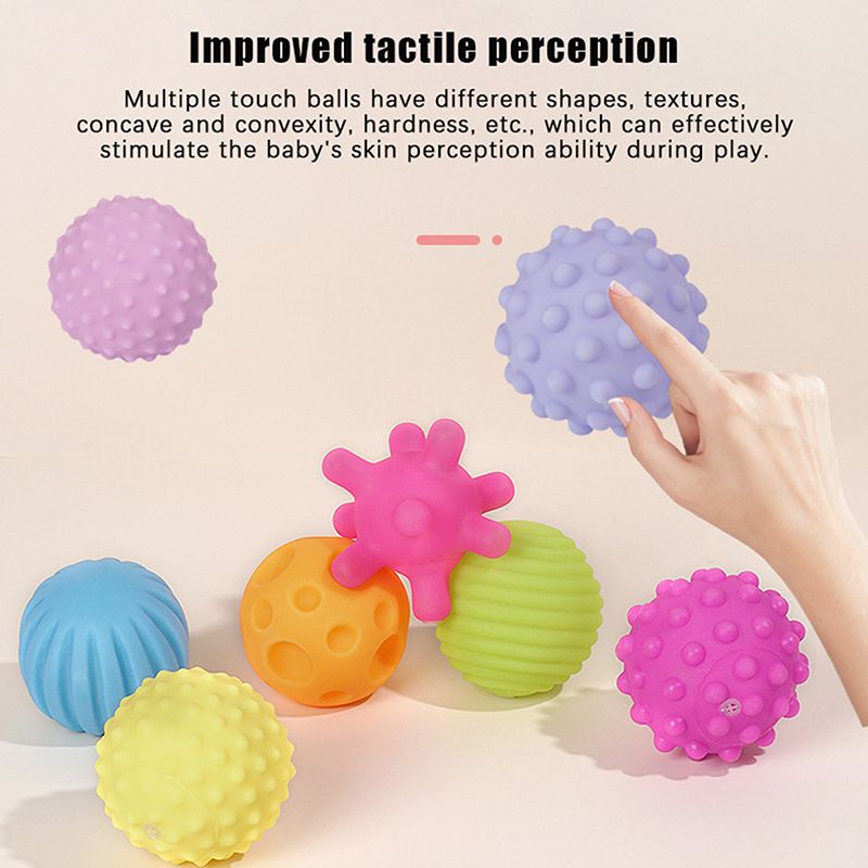Baby Sensory Soft Balls – Textured Squeeze & Sound Toy Set | 6-Piece Montessori Sensory Play for Babies 3+ Months