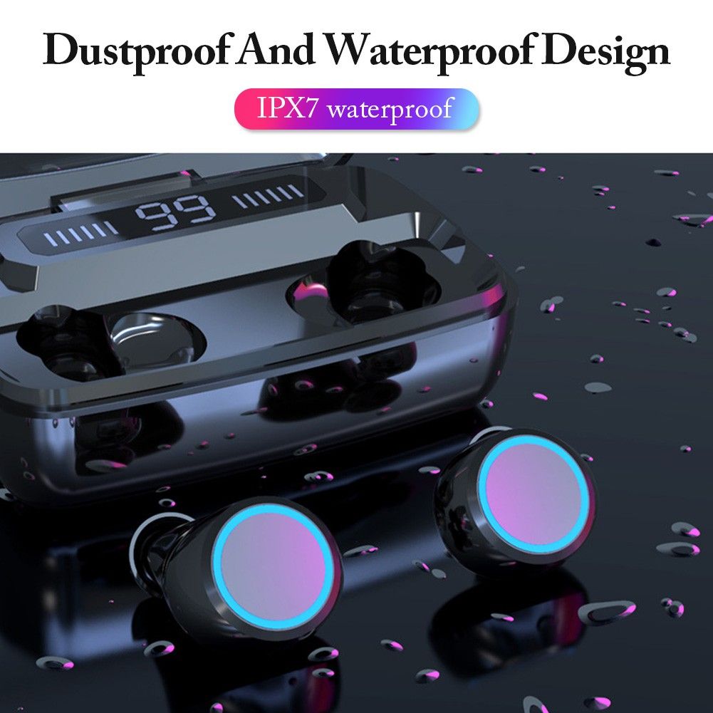 Aloking Bluetooth Earphone TWS Large Capacity in-ear Earbuds Music HIFI Sound Bass Noise Cancelling Bluetooth Wireless Earphone with Mic Touch Control Waterproof Mini Earphone Bluetooth Headset Pods