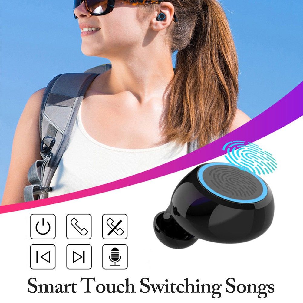 Aloking Bluetooth Earphone TWS Large Capacity in-ear Earbuds Music HIFI Sound Bass Noise Cancelling Bluetooth Wireless Earphone with Mic Touch Control Waterproof Mini Earphone Bluetooth Headset Pods