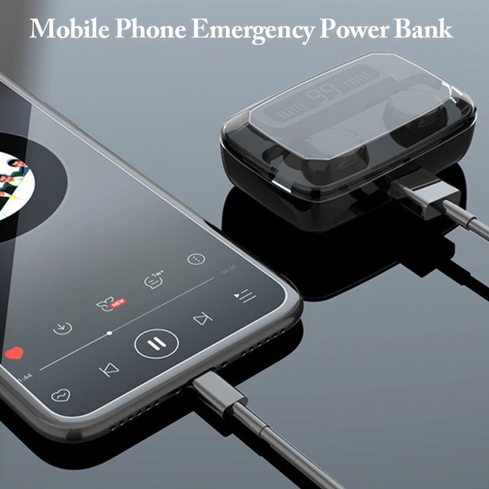 Aloking Bluetooth Earphone TWS Large Capacity in-ear Earbuds Music HIFI Sound Bass Noise Cancelling Bluetooth Wireless Earphone with Mic Touch Control Waterproof Mini Earphone Bluetooth Headset Pods