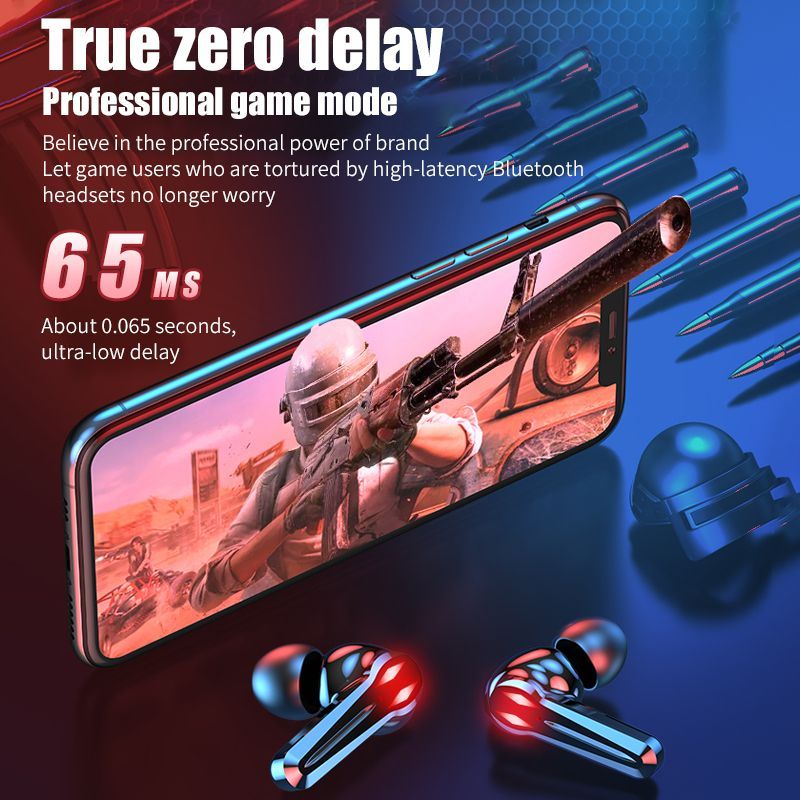 Aloking Damix playgames Earphone with Cool Light low latency noise reduction Bluetooth Earbuds TWS Bluetooth headset power display ultra-long battery life Wireless Earbuds True gaming Bluetooth Earpod