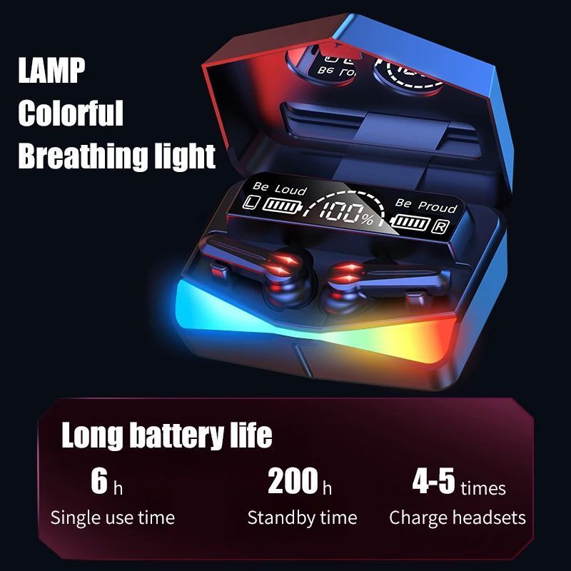 Aloking Damix playgames Earphone with Cool Light low latency noise reduction Bluetooth Earbuds TWS Bluetooth headset power display ultra-long battery life Wireless Earbuds True gaming Bluetooth Earpod