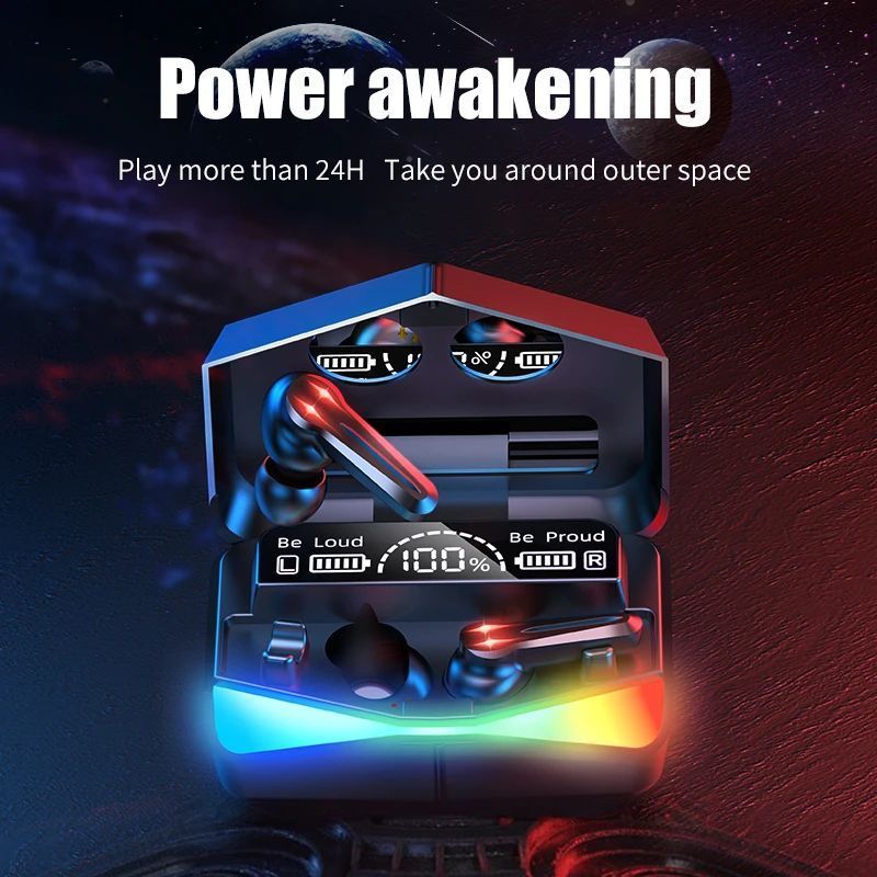 Aloking Damix playgames Earphone with Cool Light low latency noise reduction Bluetooth Earbuds TWS Bluetooth headset power display ultra-long battery life Wireless Earbuds True gaming Bluetooth Earpod