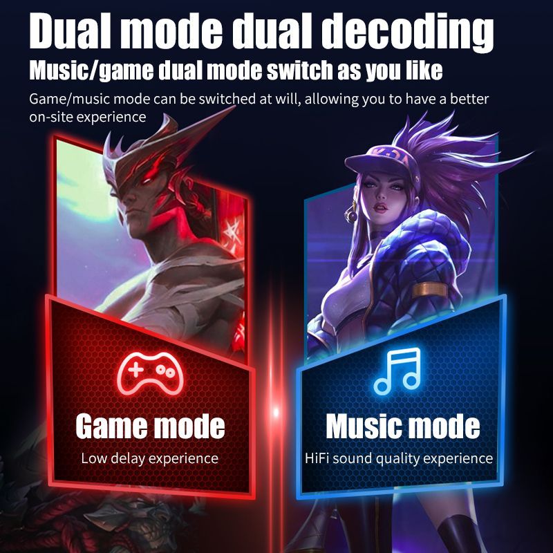 Aloking Damix playgames Earphone with Cool Light low latency noise reduction Bluetooth Earbuds TWS Bluetooth headset power display ultra-long battery life Wireless Earbuds True gaming Bluetooth Earpod