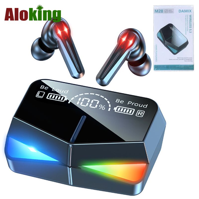 Aloking Damix playgames Earphone with Cool Light low latency noise reduction Bluetooth Earbuds TWS Bluetooth headset power display ultra-long battery life Wireless Earbuds True gaming Bluetooth Earpod