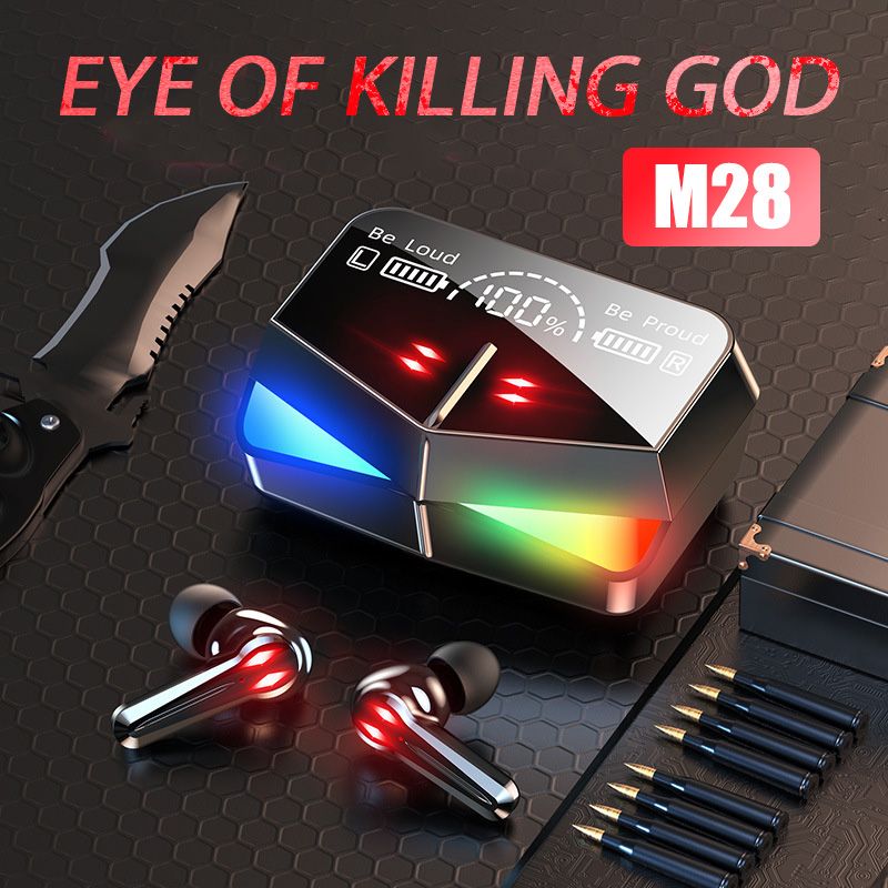 Aloking Damix playgames Earphone with Cool Light low latency noise reduction Bluetooth Earbuds TWS Bluetooth headset power display ultra-long battery life Wireless Earbuds True gaming Bluetooth Earpod