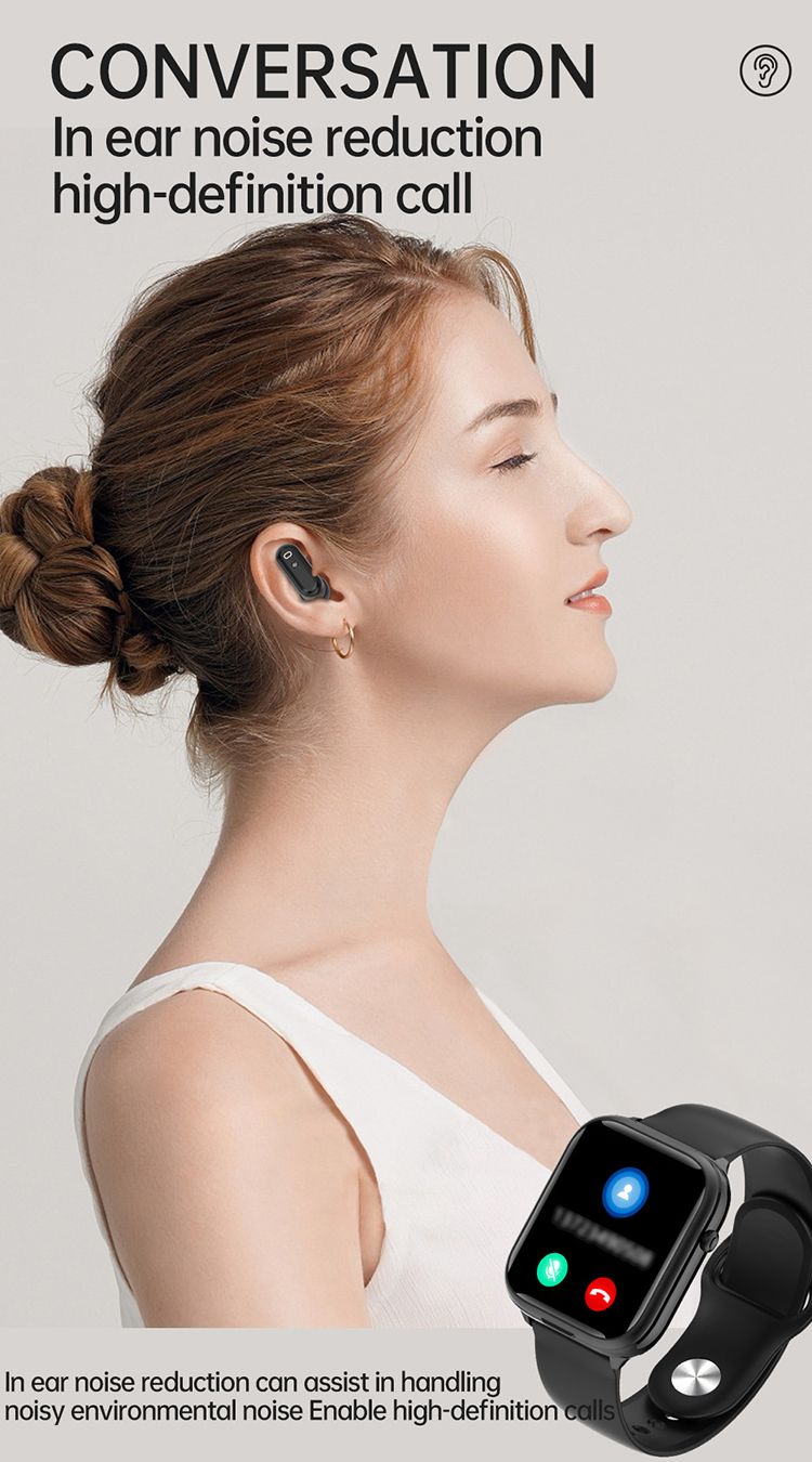 Smart Watch TWS Earphones 2-in-1 Women Men Flip Smartwatch Wireless Earphone Earbuds Bluetooth Call Heart Rate Monitor Square Touch Control Waterproof Sports Smartwatches Bluetooth Wirst Watch For Men