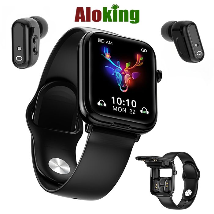 Smart Watch TWS Earphones 2-in-1 Women Men Flip Smartwatch Wireless Earphone Earbuds Bluetooth Call Heart Rate Monitor Square Touch Control Waterproof Sports Smartwatches Bluetooth Wirst Watch For Men