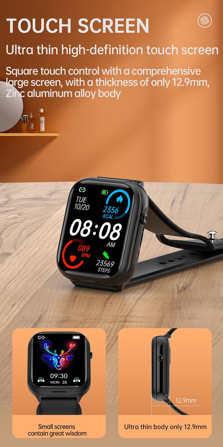 Smart Watch TWS Earphones 2-in-1 Women Men Flip Smartwatch Wireless Earphone Earbuds Bluetooth Call Heart Rate Monitor Square Touch Control Waterproof Sports Smartwatches Bluetooth Wirst Watch For Men