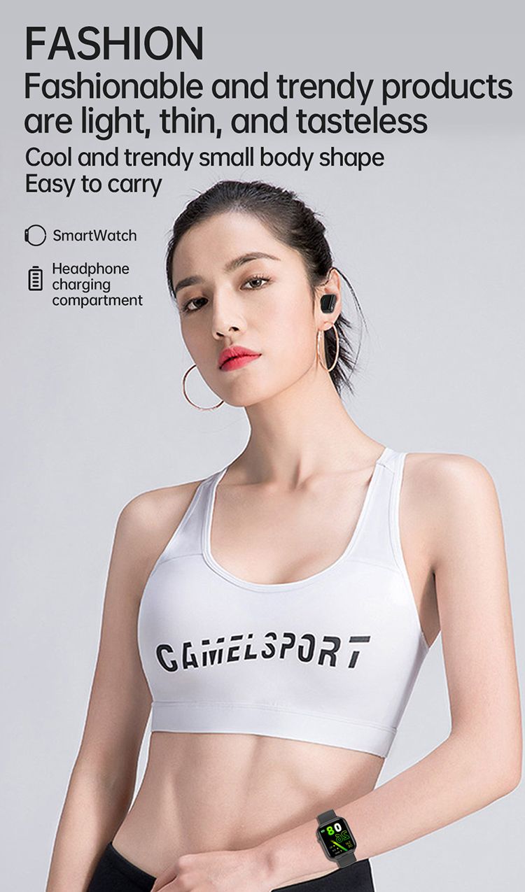 Smart Watch TWS Earphones 2-in-1 Women Men Flip Smartwatch Wireless Earphone Earbuds Bluetooth Call Heart Rate Monitor Square Touch Control Waterproof Sports Smartwatches Bluetooth Wirst Watch For Men