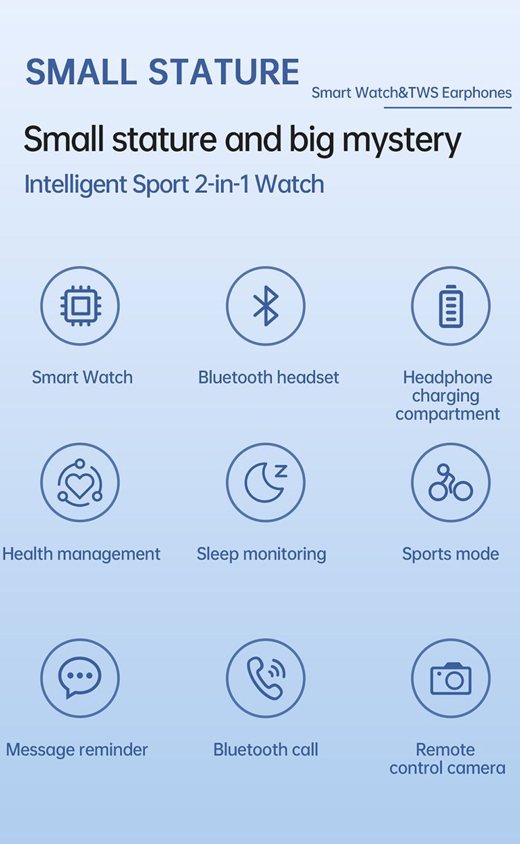 Smart Watch TWS Earphones 2-in-1 Women Men Flip Smartwatch Wireless Earphone Earbuds Bluetooth Call Heart Rate Monitor Square Touch Control Waterproof Sports Smartwatches Bluetooth Wirst Watch For Men