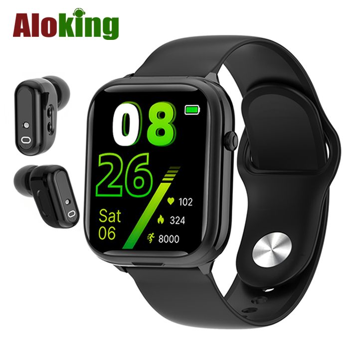 Smart Watch TWS Earphones 2-in-1 Women Men Flip Smartwatch Wireless Earphone Earbuds Bluetooth Call Heart Rate Monitor Square Touch Control Waterproof Sports Smartwatches Bluetooth Wirst Watch For Men