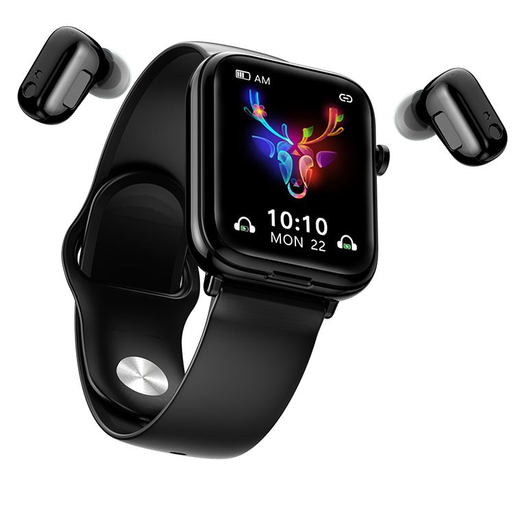 Smart Watch TWS Earphones 2-in-1 Women Men Flip Smartwatch Wireless Earphone Earbuds Bluetooth Call Heart Rate Monitor Square Touch Control Waterproof Sports Smartwatches Bluetooth Wirst Watch For Men