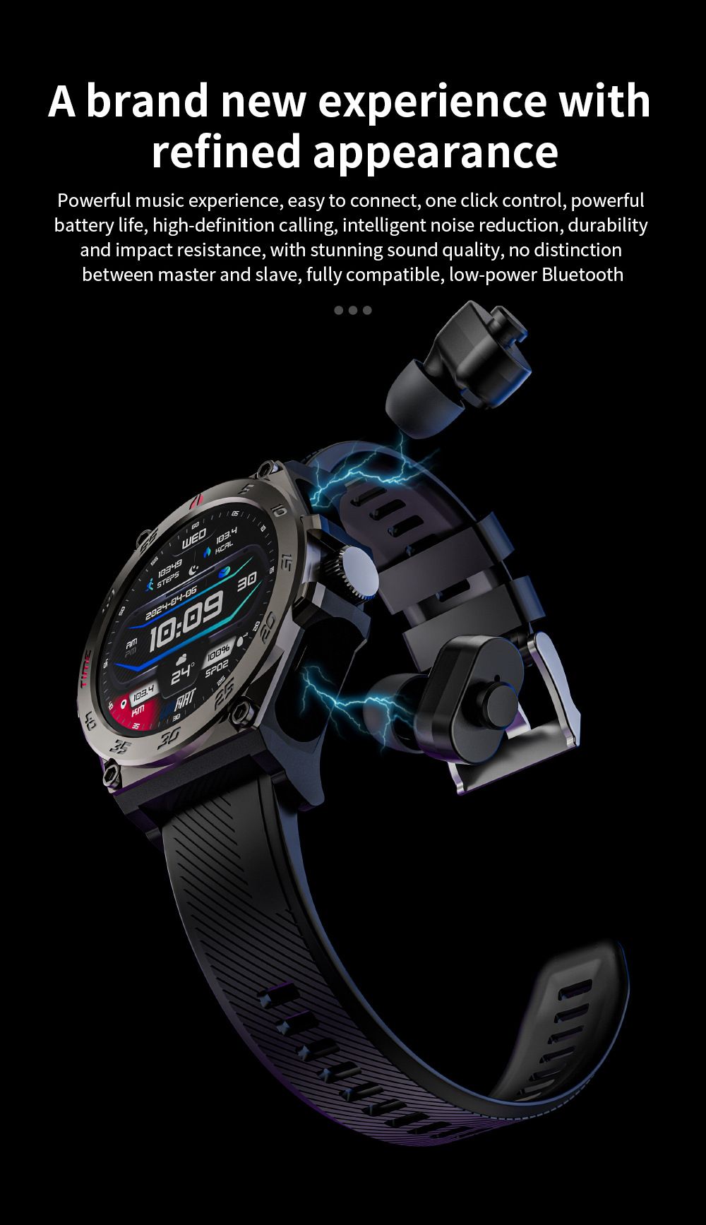 smart watch with earbuds LC18 2-in-1 local music play 1.53'' AMOLED Bluetooth watch with earbuds 2 in 1 Waterproof Smart Watch for men smartwatch Long standby time Sports watch with earphone original
