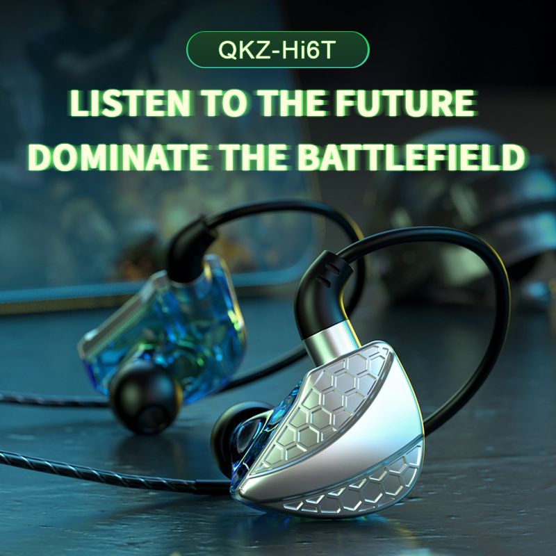 QKZ Earphone In-Ear Wired Earphones with Microphone noise cancelling gaming wired earphones 1.2meters Music Sports Earphone QKZ Hi6T in-ear headphones monitoring soft silicone earplugs subwoofer bass