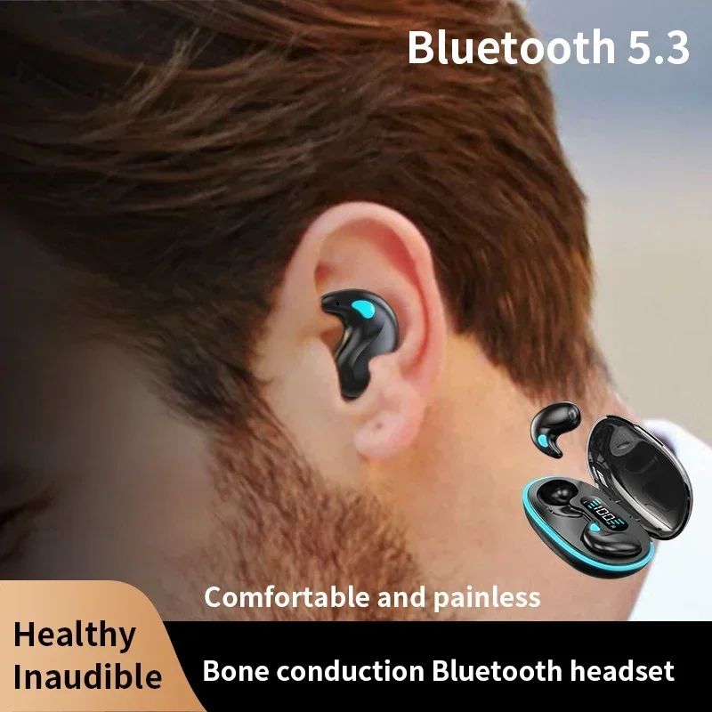 Aloking TWS Wireless Bluetooth Earphones X55 Sleep Invisible Headset Waterproof Noise Reduction Headset With Mic HD Call Mini Sport Game Earpods HIFI Sleep Wireless Earphone Earbuds Super Bass Earpods
