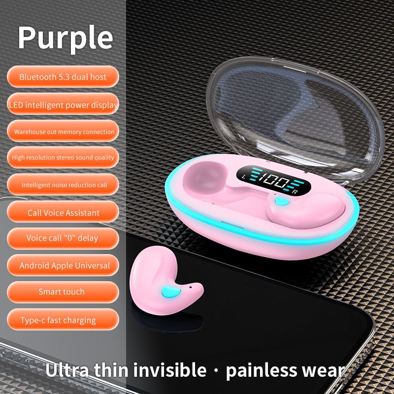 Aloking TWS Wireless Bluetooth Earphones X55 Sleep Invisible Headset Waterproof Noise Reduction Headset With Mic HD Call Mini Sport Game Earpods HIFI Sleep Wireless Earphone Earbuds Super Bass Earpods