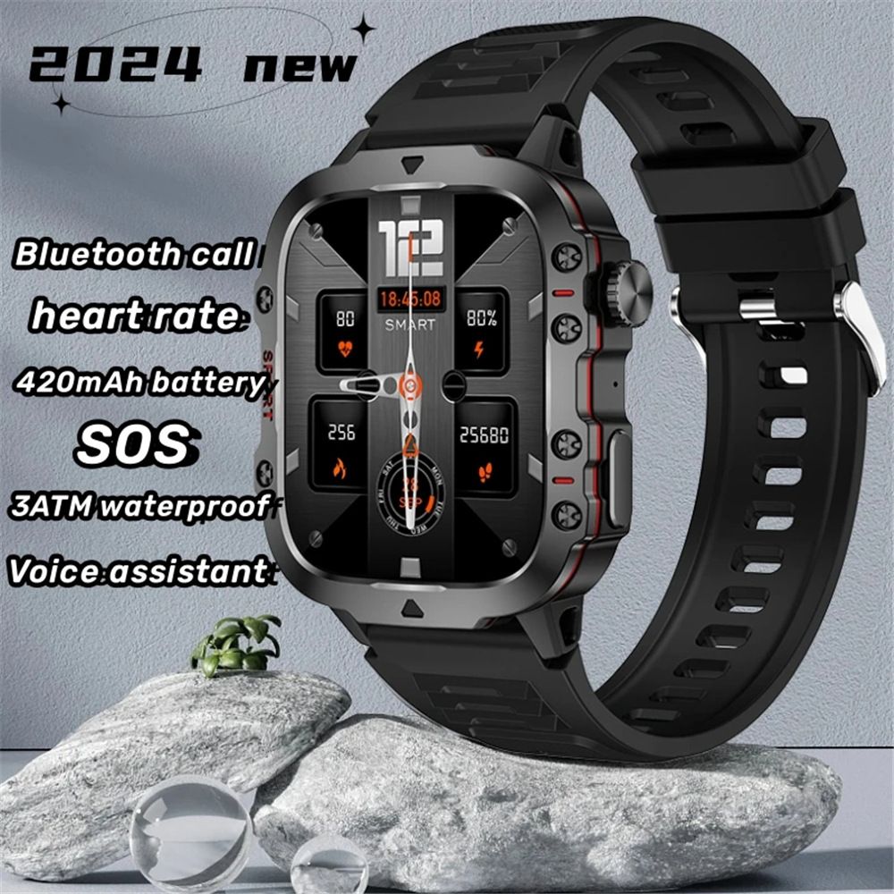 LIGE NEW QX11 Blurooth call Smart Watch Men Women 420mAh Large Battery 1.96 inch HD screen 3ATM Waterproof SOS Phone Call Outdoor Sports Smart Watch Heart Rate Sleep Monitoring Smartwatch For Men