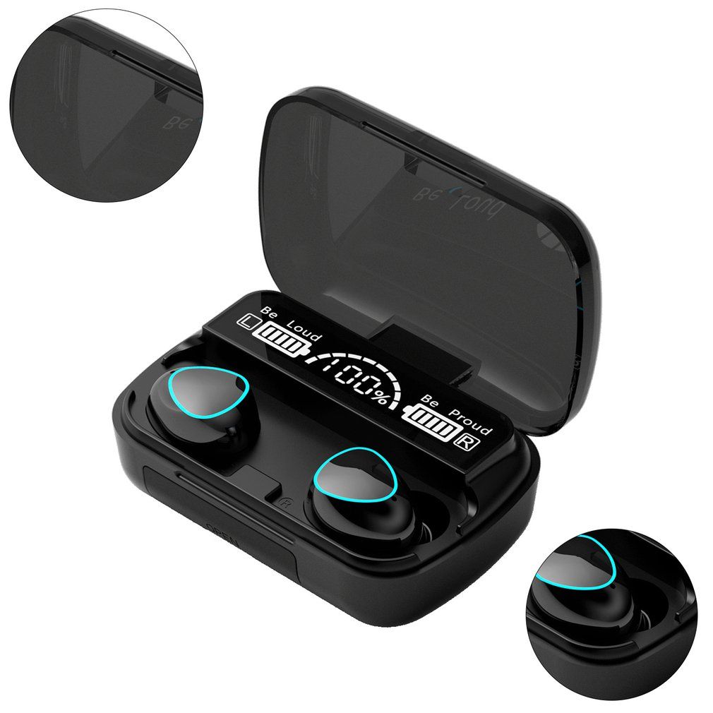 Aloking M10 TWS Wireless Headset Bluetooth 9D Waterproof Microphone Bluetooth Earphones Wireless Earbuds earpods Wireless Earphone Gaming earpods Bluetooth Headset Earpods for IOS iPhone Android