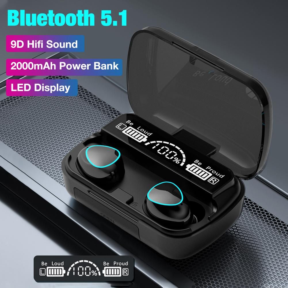 Aloking M10 TWS Wireless Headset Bluetooth 9D Waterproof Microphone Bluetooth Earphones Wireless Earbuds earpods Wireless Earphone Gaming earpods Bluetooth Headset Earpods for IOS iPhone Android
