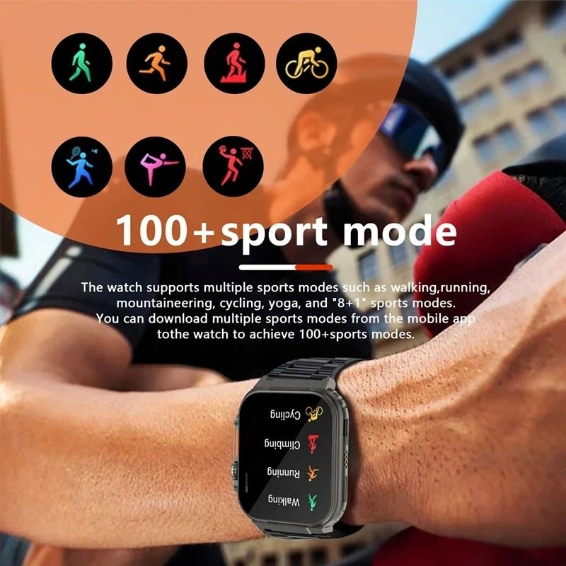 A70 Outdoor Sports smart watch Men Women Fitness Heart Rate Monitor Bluetooth Smart Watch Men 1.96'' Full Touch Sleep Monitor IP68 Waterproof Smart watch For Men Silver watch Wrist Watch Sport Watch