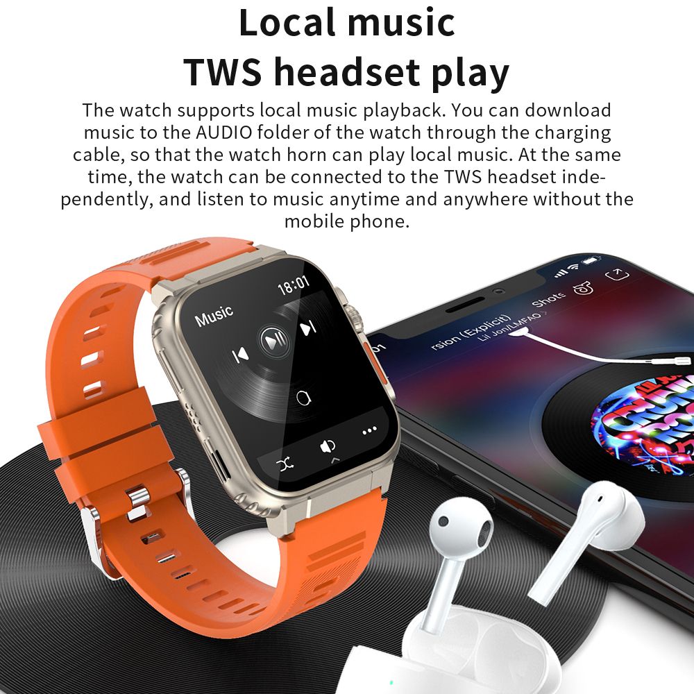 A70 Outdoor Sports smart watch Men Women Fitness Heart Rate Monitor Bluetooth Smart Watch Men 1.96'' Full Touch Sleep Monitor IP68 Waterproof Smart watch For Men Silver watch Wrist Watch Sport Watch